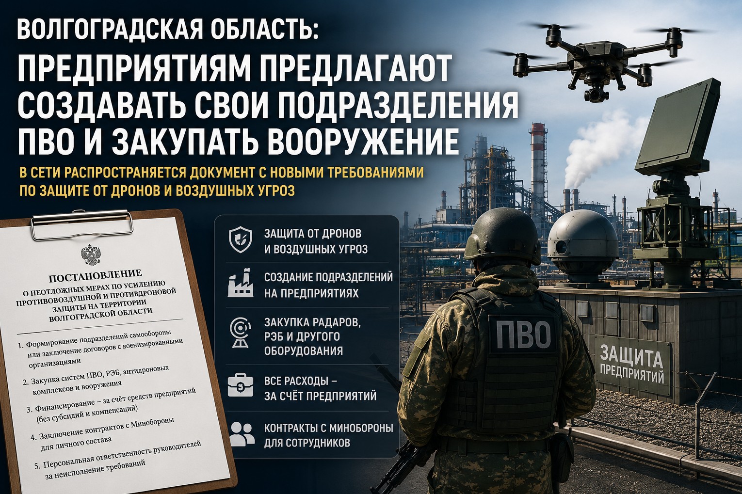В Волгоградской области обсуждают документ о создании подразделений ПВО на предприятиях